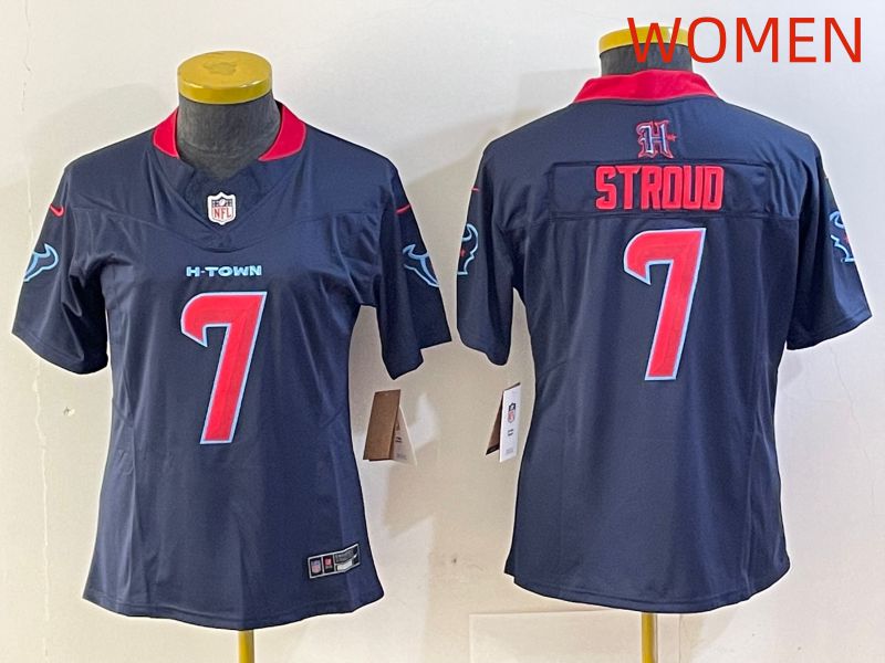 Women Houston Texans #7 Stroud Dark Blue Three generations 2025 Nike Limited NFL Jersey style 22